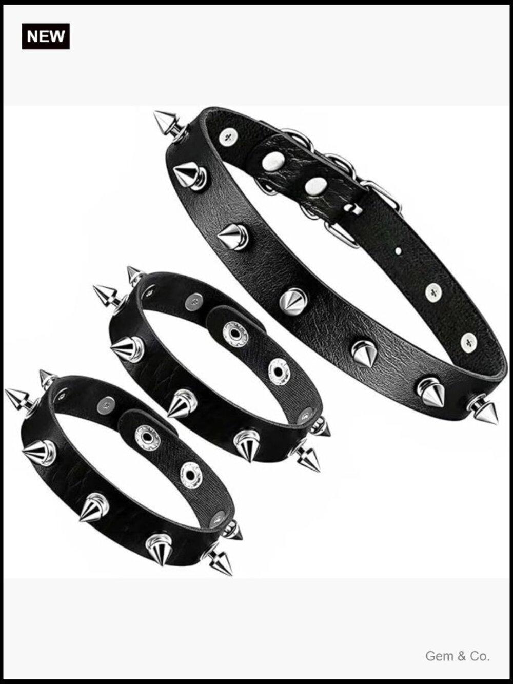 Plus Size Spiked Leather Choker Bracelet Set Punk Gothic Alternative